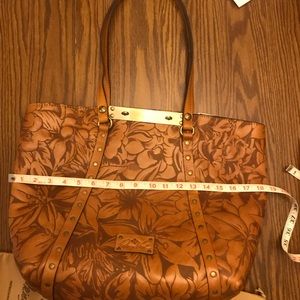 Patricia Nash Floral Embossed Brown Shoulder Bag
